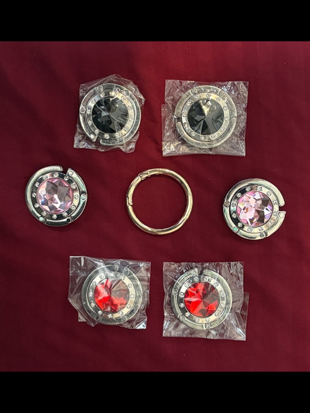 Bulk Jeweled Purse Travel Hooks : 6pc + 1pc Gold Free : New Production Samples
